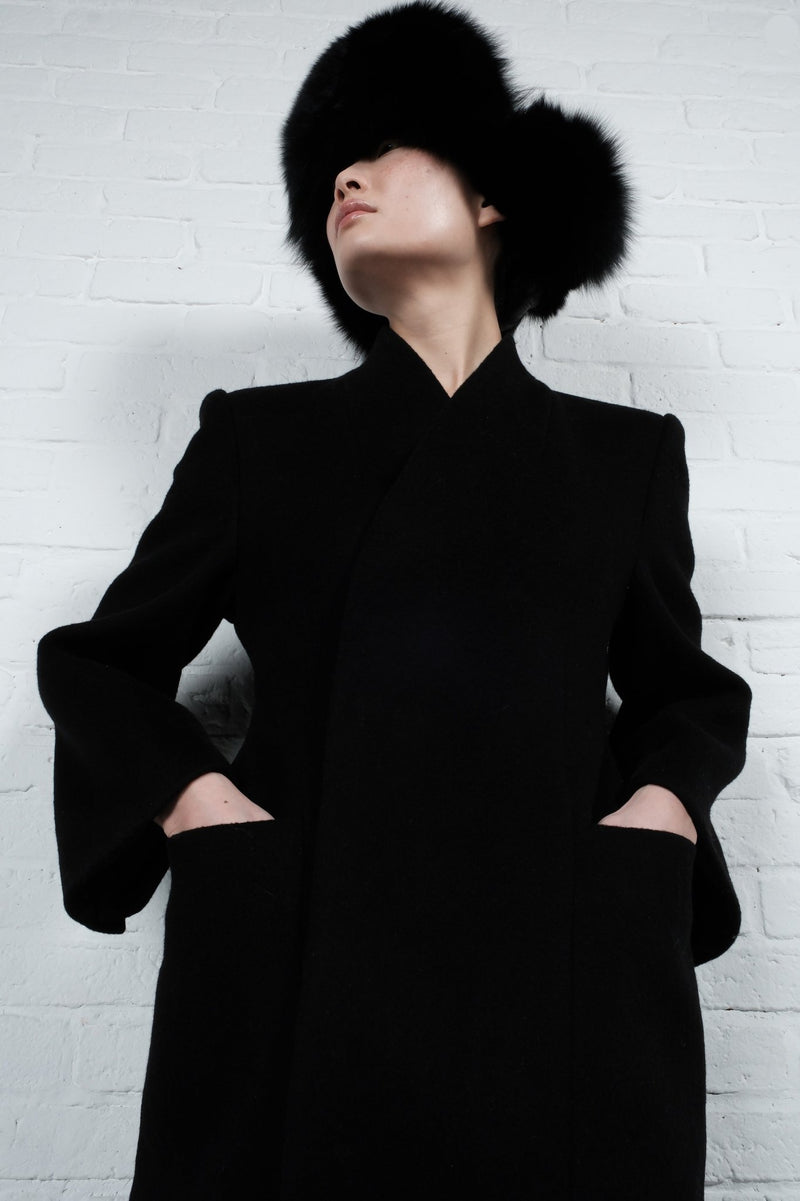 High-Collar Wool Coat - AFTERHOURS