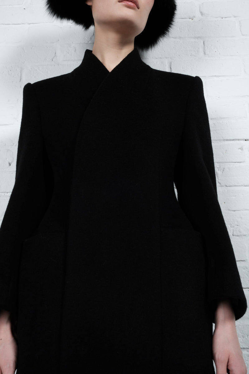 High-Collar Wool Coat - AFTERHOURS