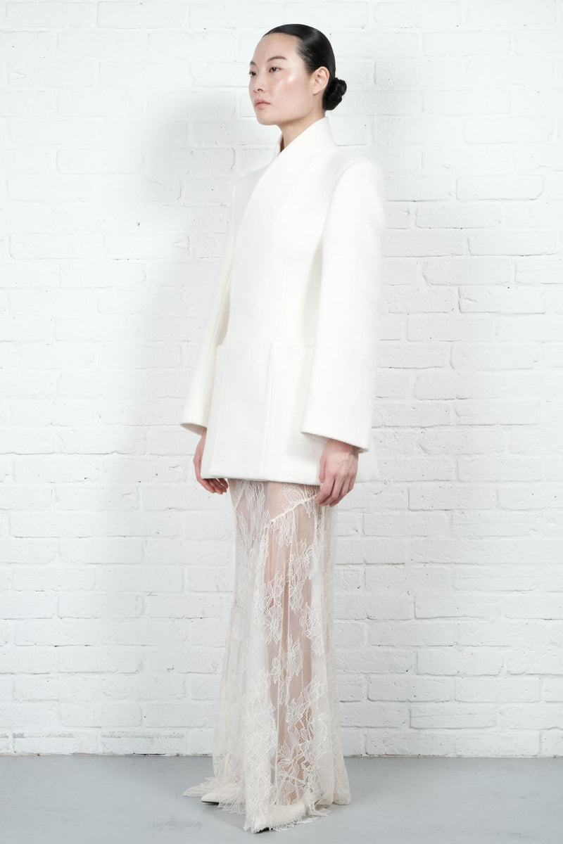 High-Collar Wool Wrap Blazer - AFTERHOURS