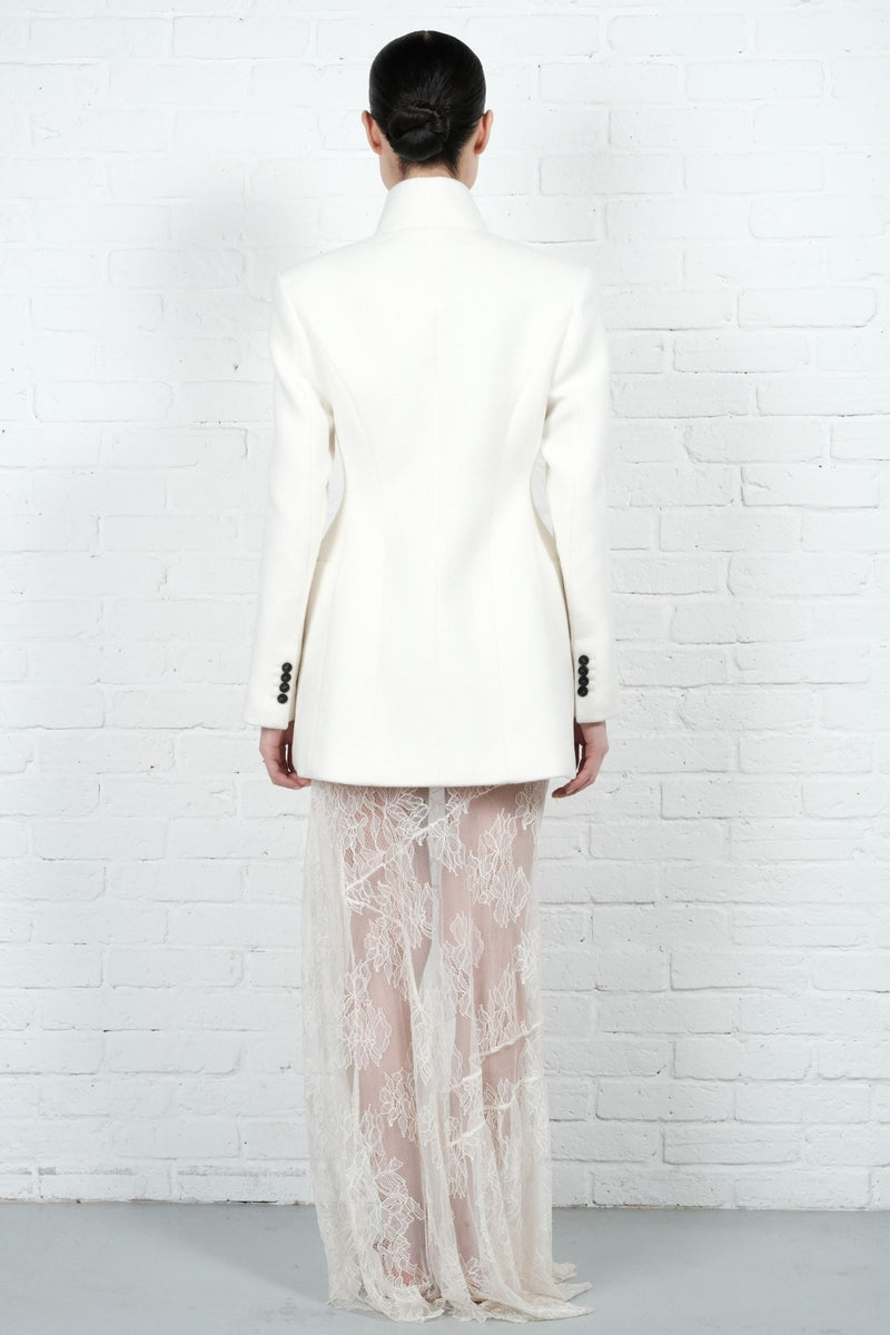 High-Collar Wool Wrap Blazer - AFTERHOURS