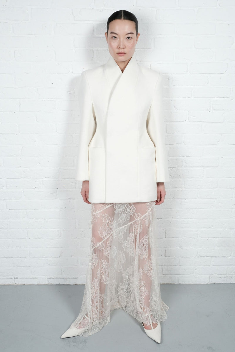 High-Collar Wool Wrap Blazer - AFTERHOURS