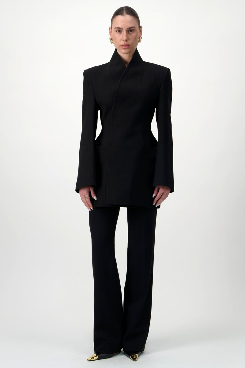 High-Collar Wrap Blazer - AFTERHOURS