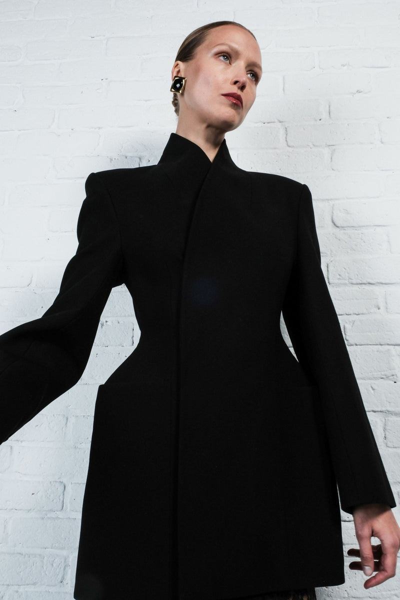 High-Collar Wrap Blazer - AFTERHOURS