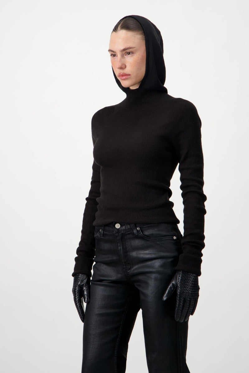 Hooded Ribbed Top - AFTERHOURS