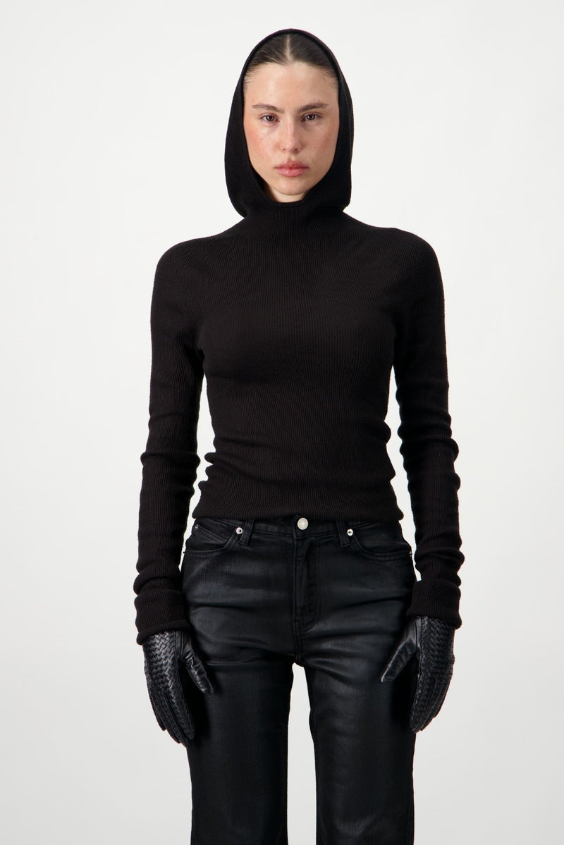 Hooded Ribbed Top - AFTERHOURS