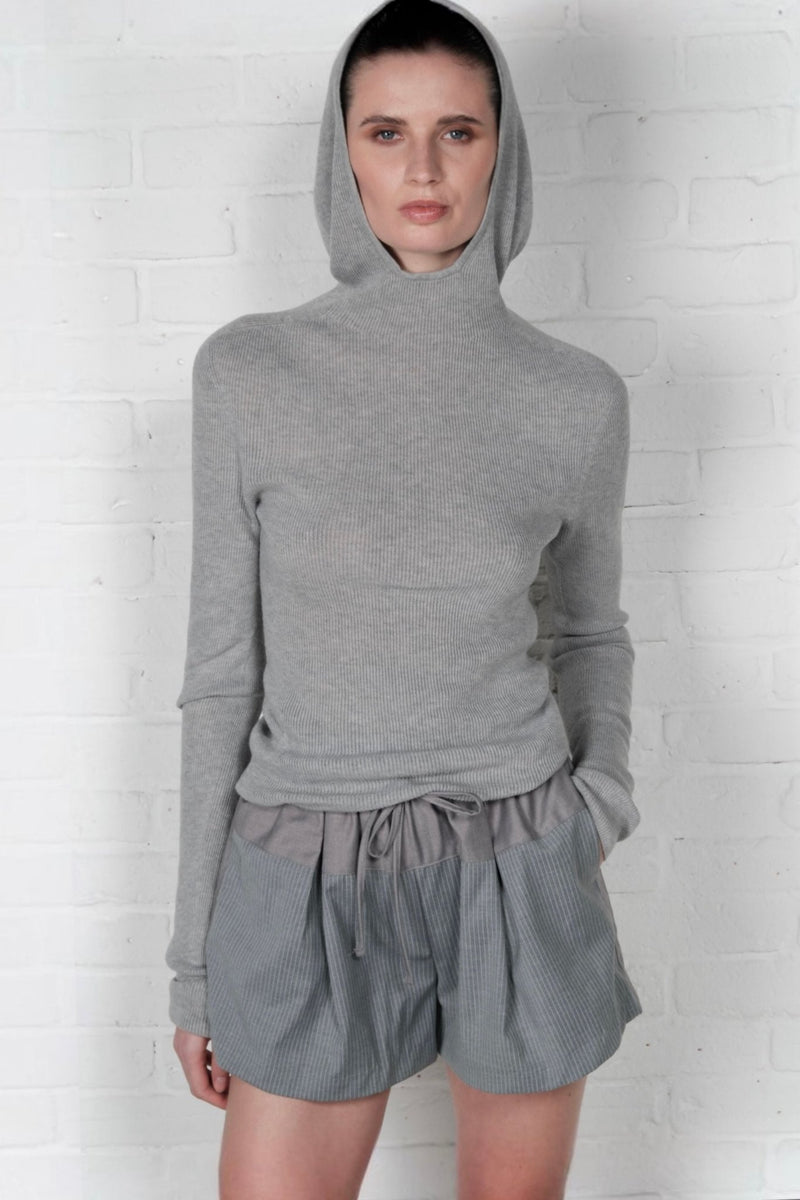 Hooded Ribbed Top - AFTERHOURS