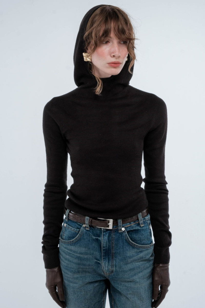 Hooded Ribbed Top - AFTERHOURS