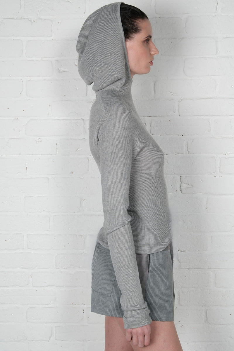 Hooded Ribbed Top - AFTERHOURS