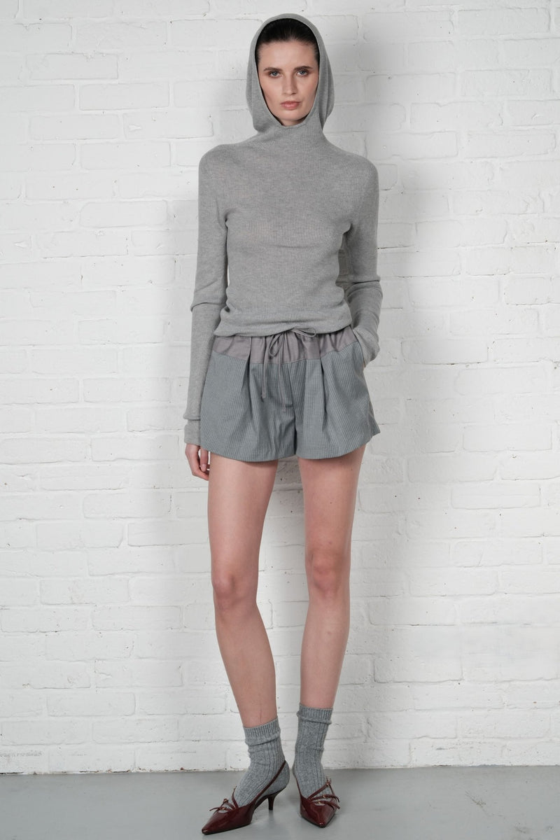 Hooded Ribbed Top - AFTERHOURS