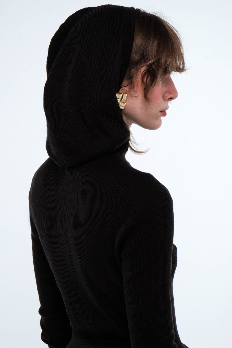 Hooded Ribbed Top - AFTERHOURS