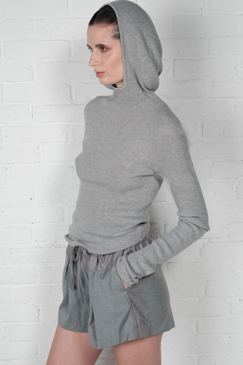 Hooded Ribbed Top - AFTERHOURS