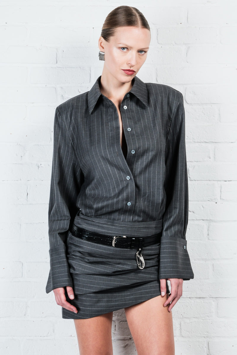 Pinstripe Shirt Dress – AFTERHOURS