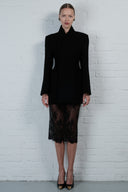 High-Collar Wrap Blazer - Black