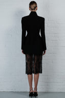 High-Collar Wrap Blazer - Black