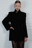 High-Collar Wrap Blazer - Black