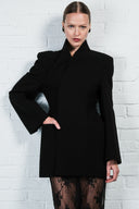 High-Collar Wrap Blazer
