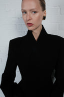 High-Collar Wrap Blazer - Black