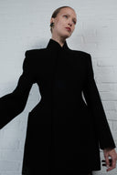 High-Collar Wrap Blazer - Black