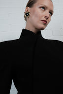 High-Collar Wrap Blazer - Black