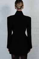 High-Collar Wrap Blazer - Black