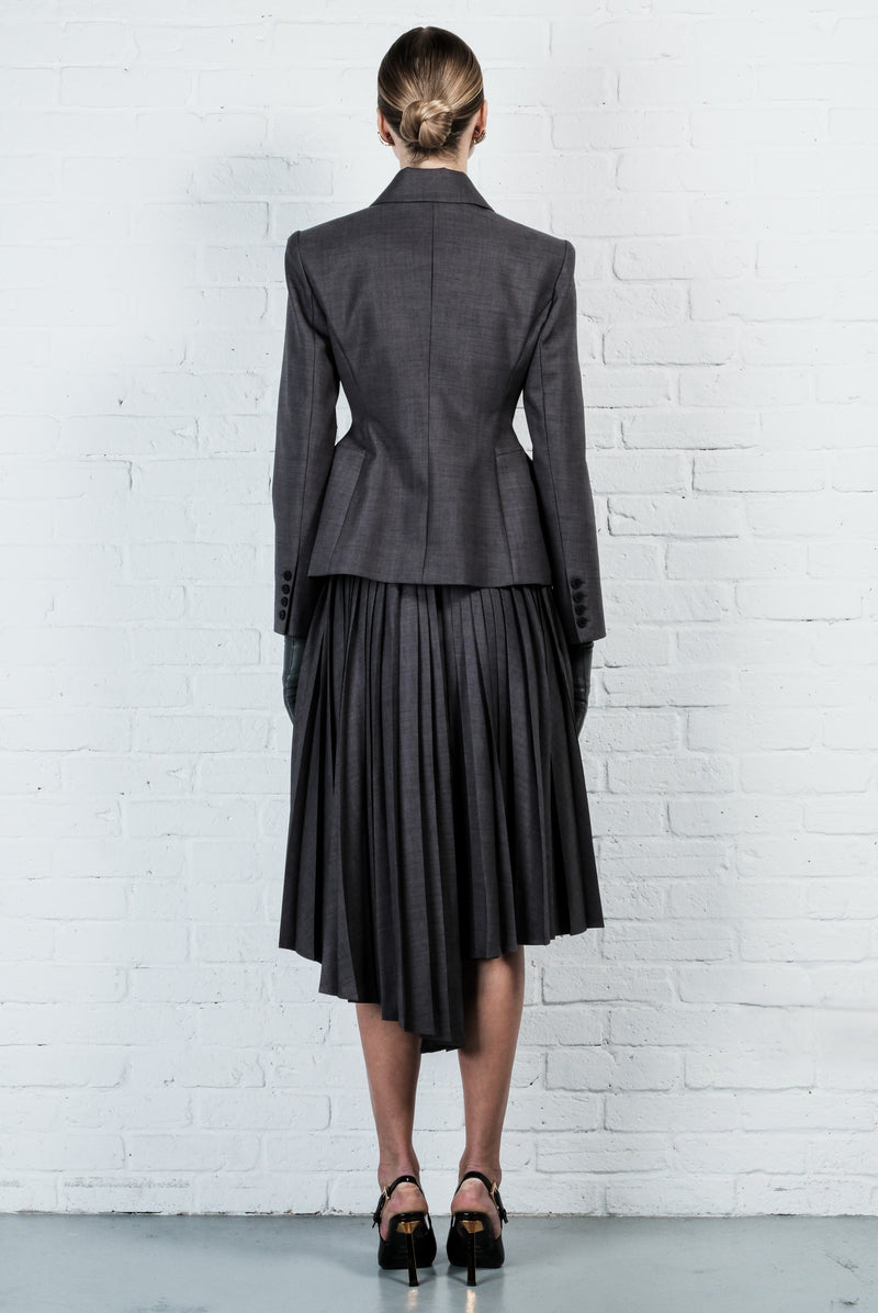 Asymmetric pleated skirt