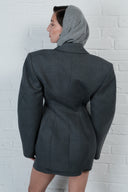 Contour Wool Blazer Dress - Charcoal
