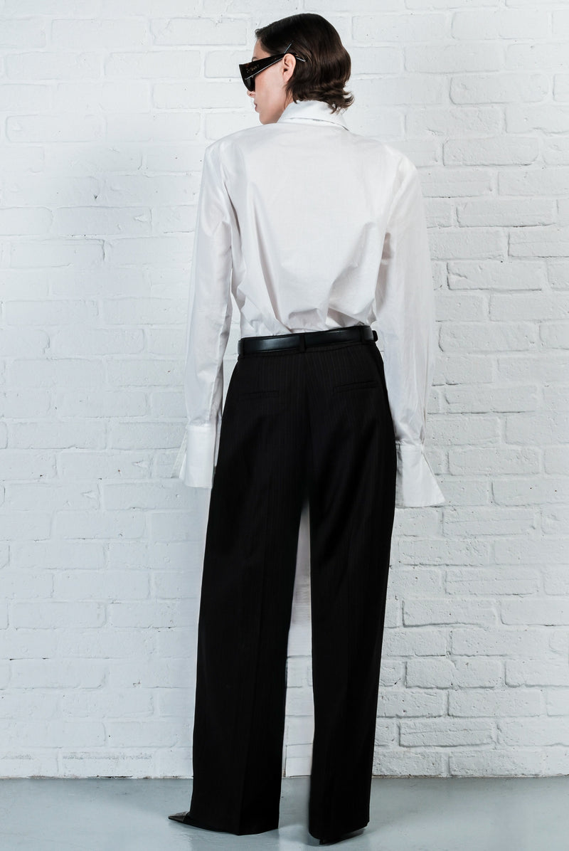 Pinstripe Wide-Leg Trousers
