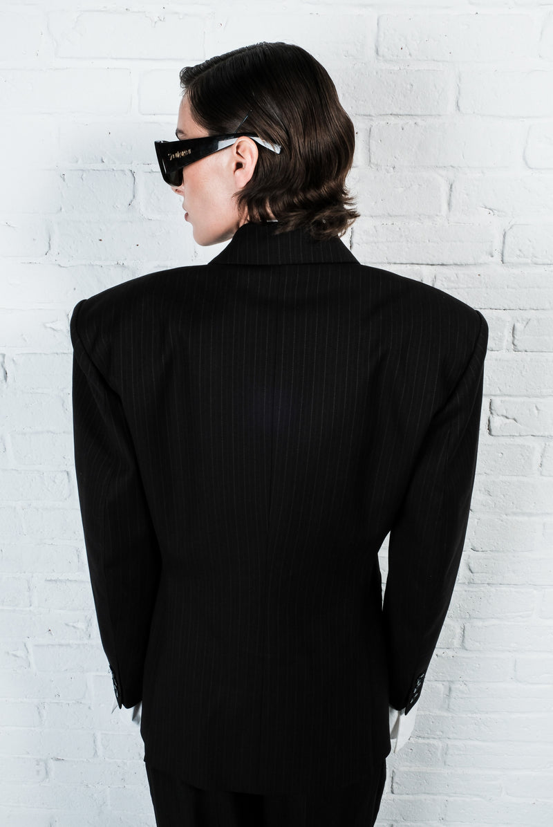 Pinstripe Double-Breasted Blazer