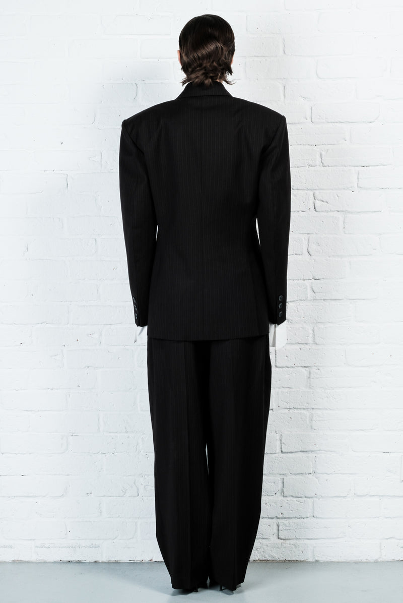 Pinstripe Double-Breasted Blazer