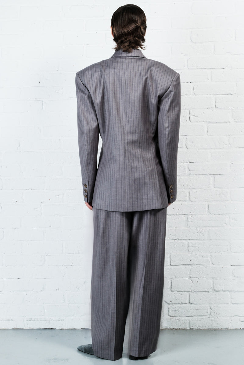 Pinstripe Double-Breasted Blazer