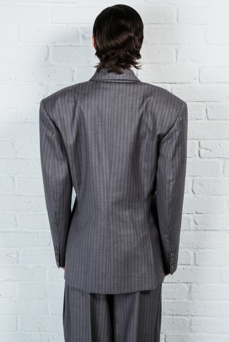 Pinstripe Double-Breasted Blazer