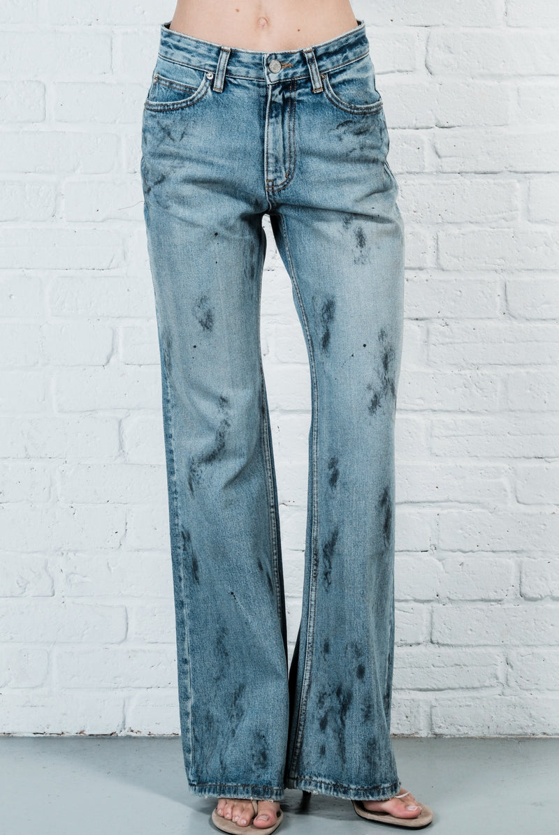 Dirty Wash Flared Denim