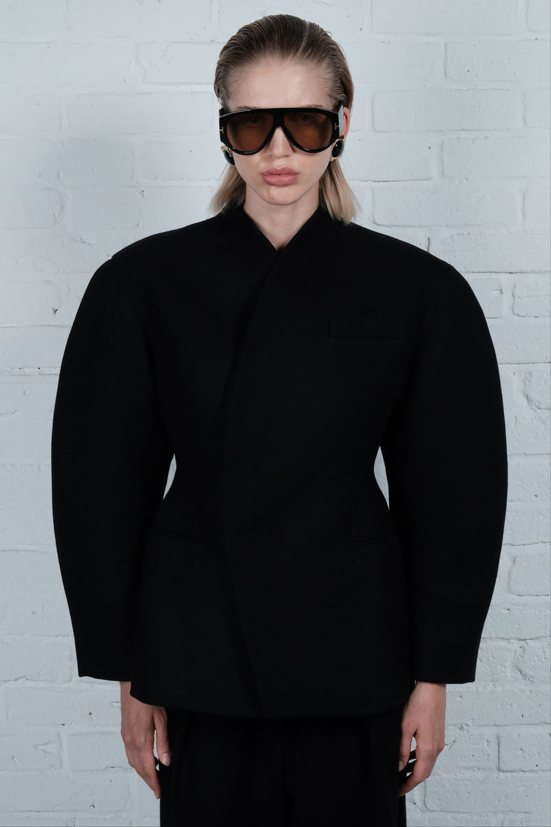 Wool Oval-Silhouette Blazer