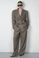 Oversized Double-Breasted Checked Blazer