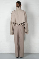 Cropped Trench Coat - Beige