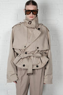 Cropped Trench Coat - Beige