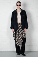 Suede Leather Blazer - Navy