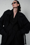 Oversized Pinstripe Trench Coat
