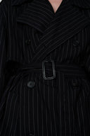 Oversized Pinstripe Trench Coat
