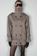 Funnel-Neck Midi Trench Coat