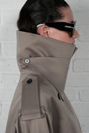 Funnel-Neck Midi Trench Coat