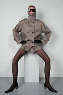 Funnel-Neck Midi Trench Coat