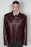 Boxy belted leather jacket