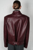 Boxy belted leather jacket