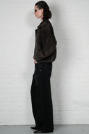 Suede Bomber Jacket - Charcoal