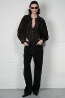 Suede Bomber Jacket - Charcoal