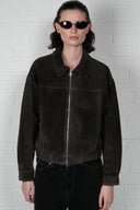 Suede Bomber Jacket - Charcoal