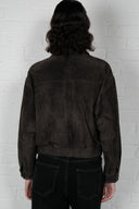 Suede Bomber Jacket - Charcoal