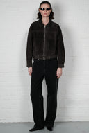 Suede Bomber Jacket - Charcoal
