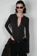 Sheer Bodysuit - Charcoal